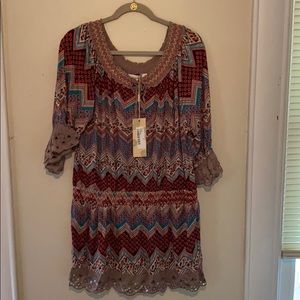 Scoop Neck Boutique Babydoll Boho Top
